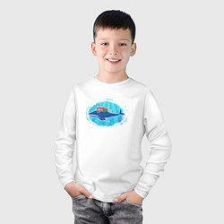Лонгслив хлопковый детский Русалочка и кит, цвет: белый — фото 2