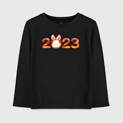Лонгслив хлопковый детский Новый год 2023, цвет: черный