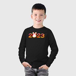 Лонгслив хлопковый детский Новый год 2023, цвет: черный — фото 2