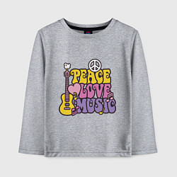 Лонгслив хлопковый детский Мир любовь и музыка, цвет: меланж
