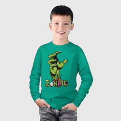 Лонгслив хлопковый детский Zombie green hand, цвет: зеленый — фото 2