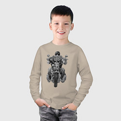 Лонгслив хлопковый детский Ride biker, цвет: миндальный — фото 2