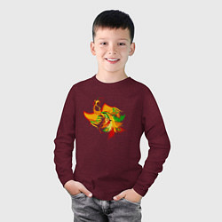 Лонгслив хлопковый детский Жарптица Феникс птица, цвет: меланж-бордовый — фото 2