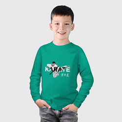 Лонгслив хлопковый детский Боец карате, цвет: зеленый — фото 2
