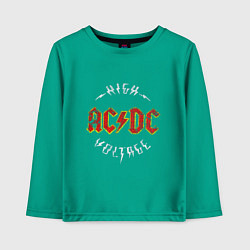 Лонгслив хлопковый детский AC-DC Высокое напряжение, цвет: зеленый