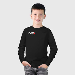 Лонгслив хлопковый детский Логотип N7, цвет: черный — фото 2