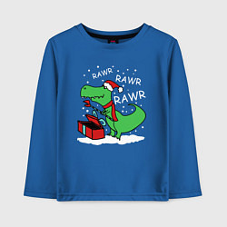 Лонгслив хлопковый детский Новогодний T-rex, цвет: синий