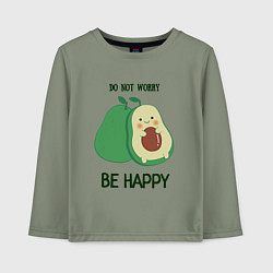 Лонгслив хлопковый детский Dont worry be happy - avocado, цвет: авокадо