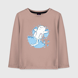 Лонгслив хлопковый детский Снежный котоик, цвет: пыльно-розовый