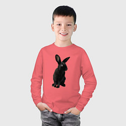 Лонгслив хлопковый детский Черный кролик на счастье, цвет: коралловый — фото 2