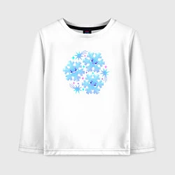 Лонгслив хлопковый детский Три забавные снежинки с разноцветными звездами, цвет: белый