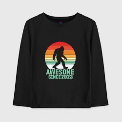 Лонгслив хлопковый детский Awesome since 2023, цвет: черный