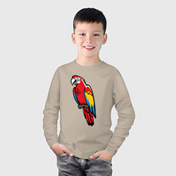 Лонгслив хлопковый детский Попугай Ара на жердочке, цвет: миндальный — фото 2