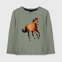 Лонгслив хлопковый детский Мустанг лошадь, цвет: авокадо