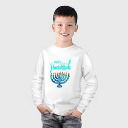 Лонгслив хлопковый детский Happy Hanukkah, цвет: белый — фото 2