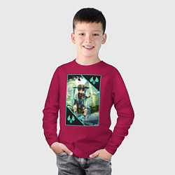 Лонгслив хлопковый детский Скарамучча анемо странник, цвет: маджента — фото 2