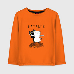 Лонгслив хлопковый детский Catanic quote, цвет: оранжевый