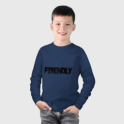Лонгслив хлопковый детский DayZ: Im friendly, цвет: тёмно-синий — фото 2