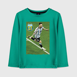 Лонгслив хлопковый детский Argentina - Lionel Messi - world champion, цвет: зеленый