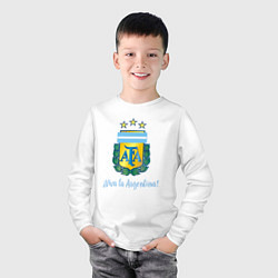 Лонгслив хлопковый детский Эмблема федерации футбола Аргентины, цвет: белый — фото 2