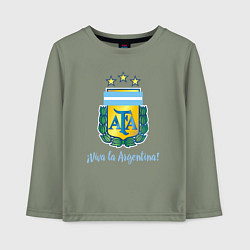 Лонгслив хлопковый детский Эмблема федерации футбола Аргентины, цвет: авокадо
