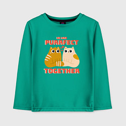 Лонгслив хлопковый детский We are purrrfect together, цвет: зеленый