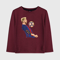 Лонгслив хлопковый детский Messi Barcelona, цвет: меланж-бордовый