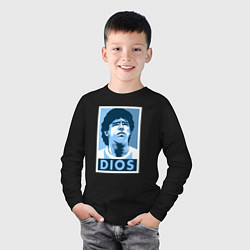 Лонгслив хлопковый детский Dios Maradona, цвет: черный — фото 2