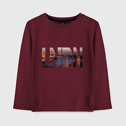 Лонгслив хлопковый детский Достопримечательности Лондона, цвет: меланж-бордовый