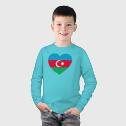 Лонгслив хлопковый детский Сердце Азербайджана, цвет: бирюзовый — фото 2