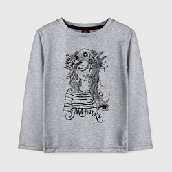 Лонгслив хлопковый детский Моника в венке из летних цветов, цвет: меланж