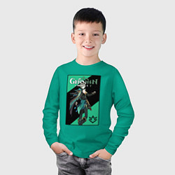 Лонгслив хлопковый детский Аль Хайтам, цвет: зеленый — фото 2