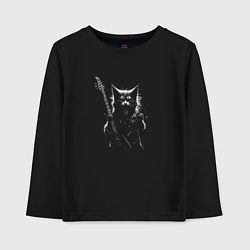 Лонгслив хлопковый детский Black metal cat, цвет: черный