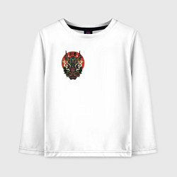 Лонгслив хлопковый детский Демон маски Они, цвет: белый