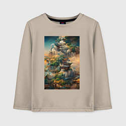 Лонгслив хлопковый детский Фантастический пейзаж, цвет: миндальный