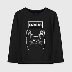 Лонгслив хлопковый детский Oasis рок кот, цвет: черный