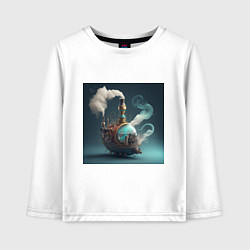 Лонгслив хлопковый детский Волшебный пароход, цвет: белый