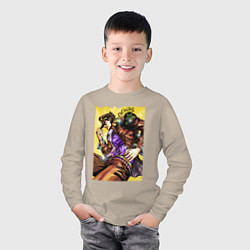 Лонгслив хлопковый детский Джотаро Куджо - JoJo Bizarre Adventure, цвет: миндальный — фото 2