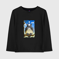 Лонгслив хлопковый детский Тоторо на дереве, цвет: черный