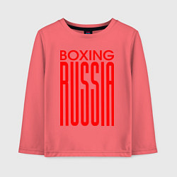 Лонгслив хлопковый детский Бокс Российская сборная, цвет: коралловый