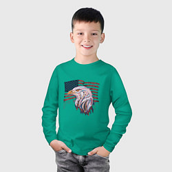 Лонгслив хлопковый детский American eagle, цвет: зеленый — фото 2