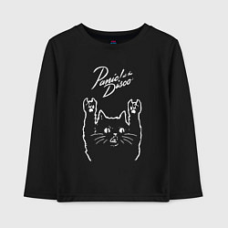 Лонгслив хлопковый детский Panic! At the disco рок кот, цвет: черный