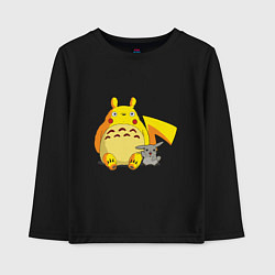 Лонгслив хлопковый детский Pika Totoro, цвет: черный
