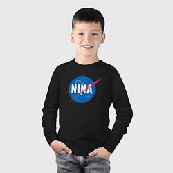 Лонгслив хлопковый детский Нина в стиле NASA, цвет: черный — фото 2