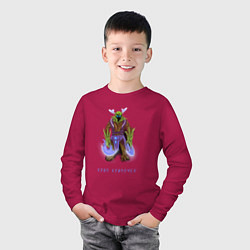 Лонгслив хлопковый детский Мем крип крипочек, цвет: маджента — фото 2