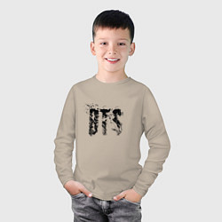 Лонгслив хлопковый детский BTS logo, цвет: миндальный — фото 2