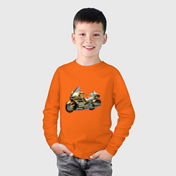 Лонгслив хлопковый детский Золотой мотоцикл, цвет: оранжевый — фото 2