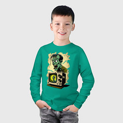 Лонгслив хлопковый детский Зомбо-ящик, цвет: зеленый — фото 2
