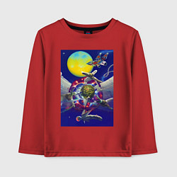 Лонгслив хлопковый детский Космос - фантастика - нейросеть, цвет: красный