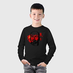 Лонгслив хлопковый детский Ленин на фоне СССР, цвет: черный — фото 2
